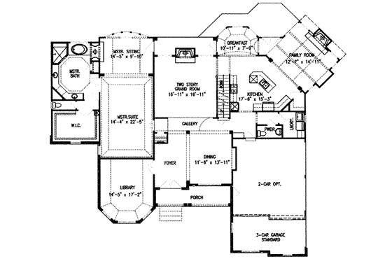 Floor Plan - Main Floor for Traditional House Plan #54-146 - 4 bed, 3.5 bath