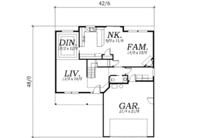 Floor Plan - Main Floor for Traditional House Plan #130-112 - 3 bed, 2.5 bath