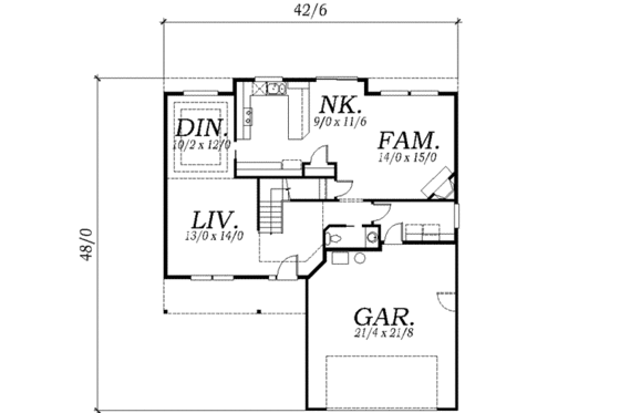 Floor Plan - Main Floor for Traditional House Plan #130-112 - 3 bed, 2.5 bath