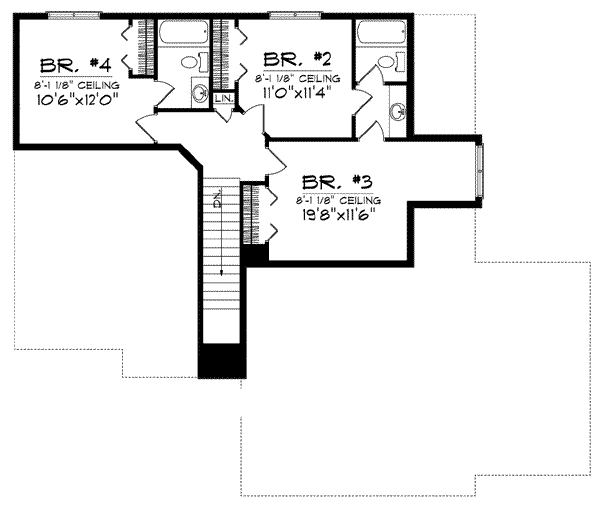 Traditional Floor Plan - Upper Floor Plan #70-831