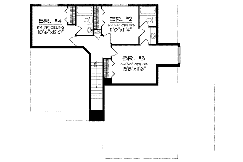 Home Plan - Floor Plan - Upper Floor for Traditional House Plan #70-831 - 4 bed, 3.5 bath