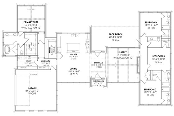 Floor Plan - Main Floor for Modern House Plan #1096-53 - 4 bed, 4.5 bath