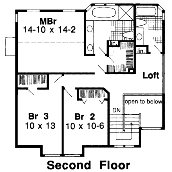 Traditional Floor Plan - Upper Floor Plan #312-423