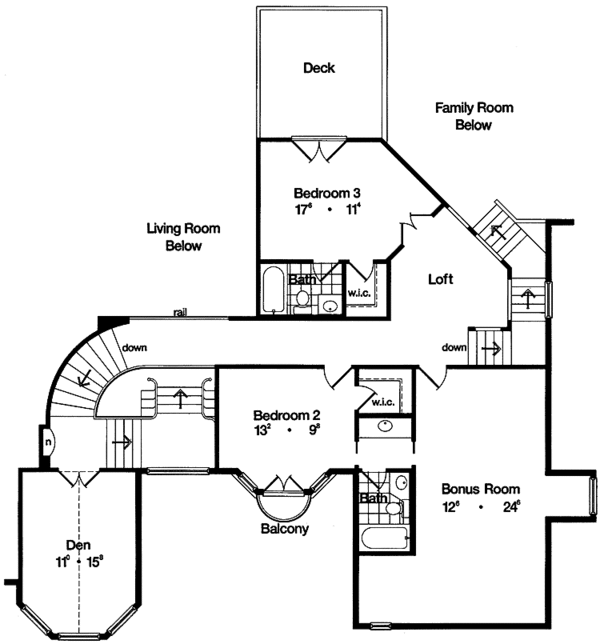 House Design - Mediterranean Floor Plan - Upper Floor Plan #417-665