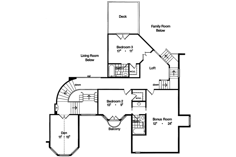 Dream House Plan - Floor Plan - Upper Floor for Mediterranean House Plan #417-665 - 3 bed, 3.5 bath