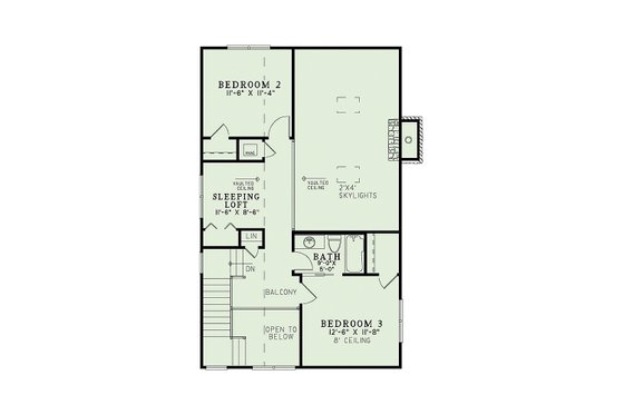 Floor Plan - Upper Floor for Country House Plan #17-2434 - 3 bed, 2 bath