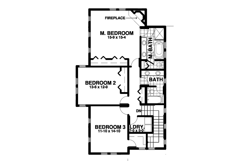 House Blueprint - Floor Plan - Upper Floor for Contemporary House Plan #1042-6 - 3 bed, 2.5 bath