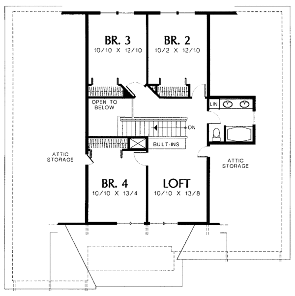Craftsman Floor Plan - Upper Floor Plan #48-765