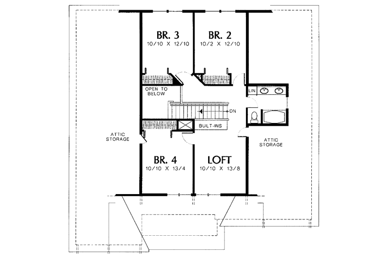 Architectural House Design - Floor Plan - Upper Floor for Craftsman House Plan #48-765 - 4 bed, 2.5 bath