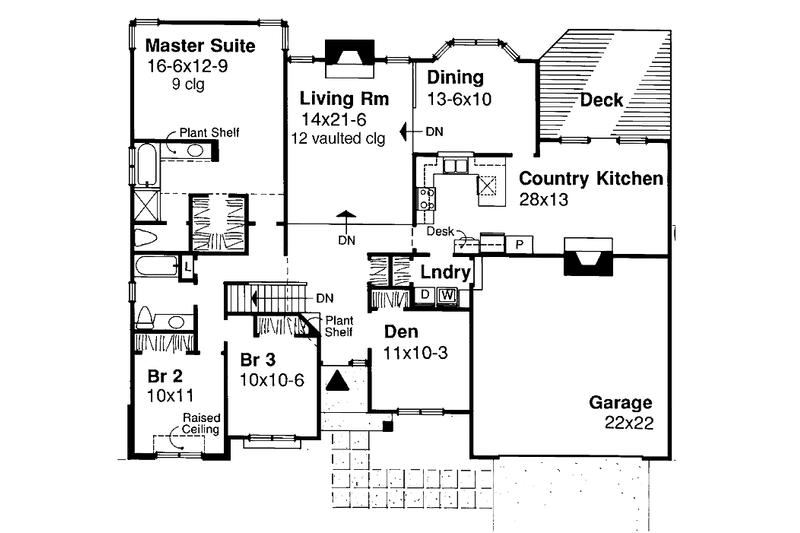 House Blueprint - Floor Plan - Main Floor for Country House Plan #320-507 - 3 bed, 2 bath