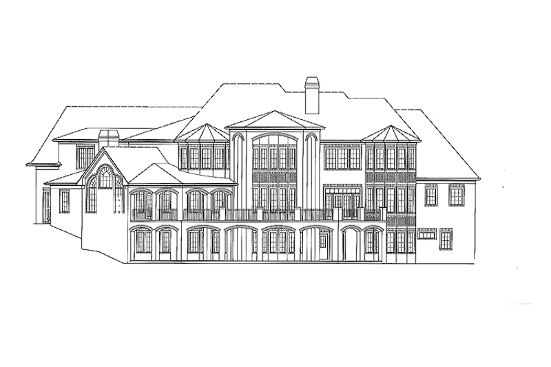 Home Plan - Exterior - Rear Elevation for European House Plan #54-289 - 4 bed, 4.5 bath