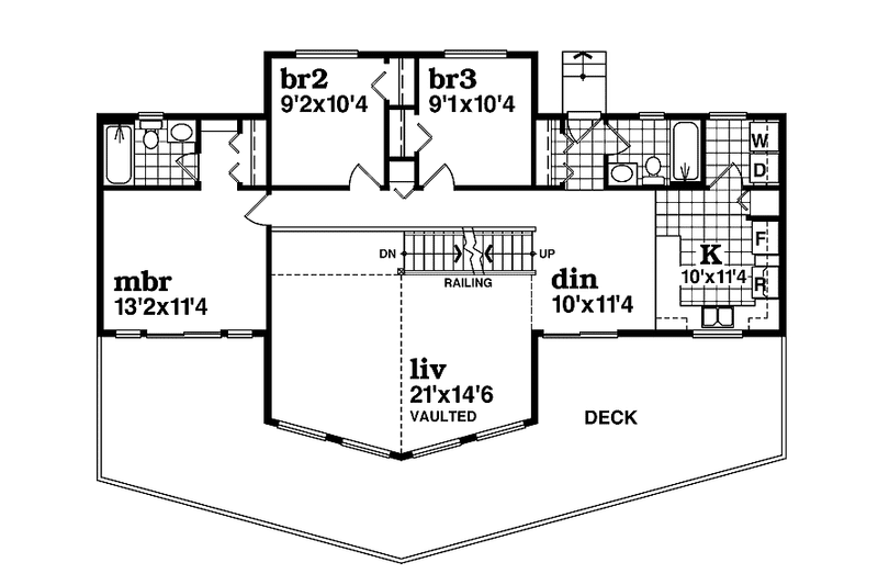 Architectural House Design - Floor Plan - Main Floor for Contemporary House Plan #47-931 - 3 bed, 2 bath