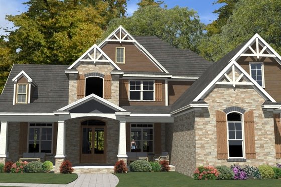 Exterior - Front Elevation for Craftsman House Plan #63-392 - 5 bed, 3 bath