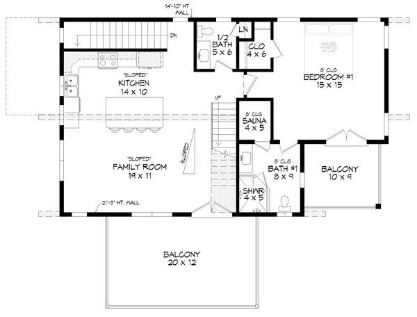 Contemporary Floor Plan - Upper Floor Plan #932-1226