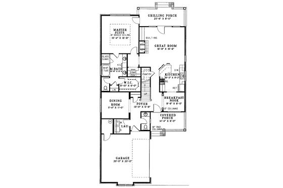 Floor Plan - Main Floor for Bungalow House Plan #17-3015 - 3 bed, 2.5 bath