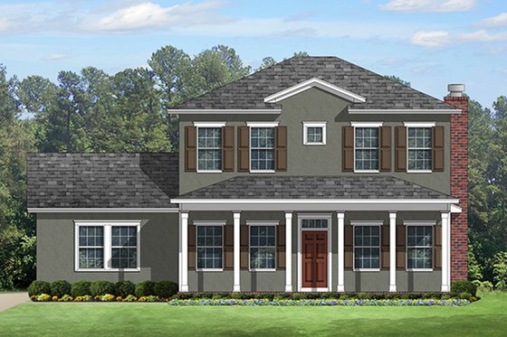 Exterior - Front Elevation 3 for Colonial House Plan #1058-132 - 4 bed, 3.5 bath