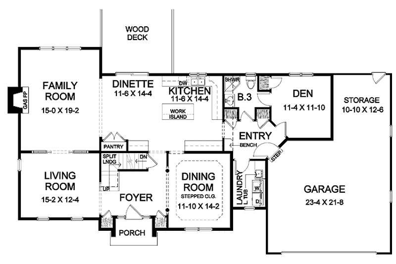 Home Plan - Floor Plan - Main Floor for Traditional House Plan #328-329 - 4 bed, 3 bath