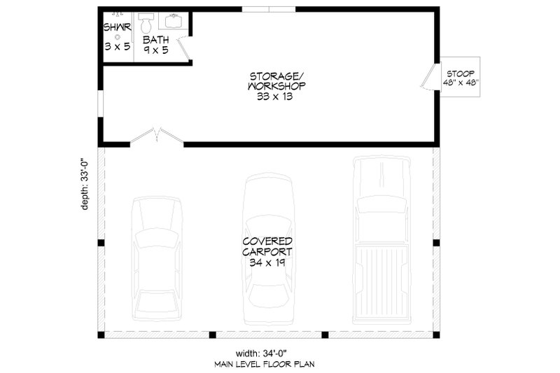 House Design - Floor Plan - Main Floor for Craftsman House Plan #932-1292, 1 bath