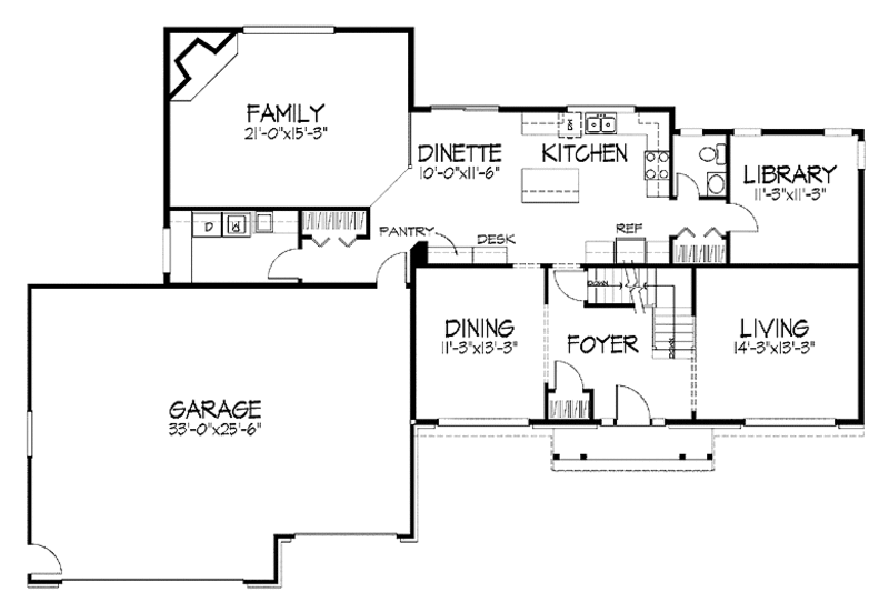 Home Plan - Floor Plan - Main Floor for Tudor House Plan #51-916 - 4 bed, 2.5 bath