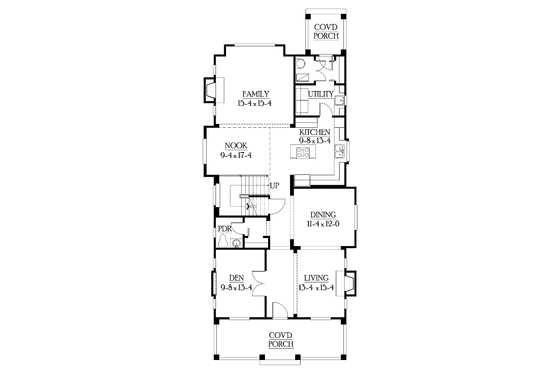 Floor Plan - Main Floor for Craftsman House Plan #132-235 - 3 bed, 2.5 bath