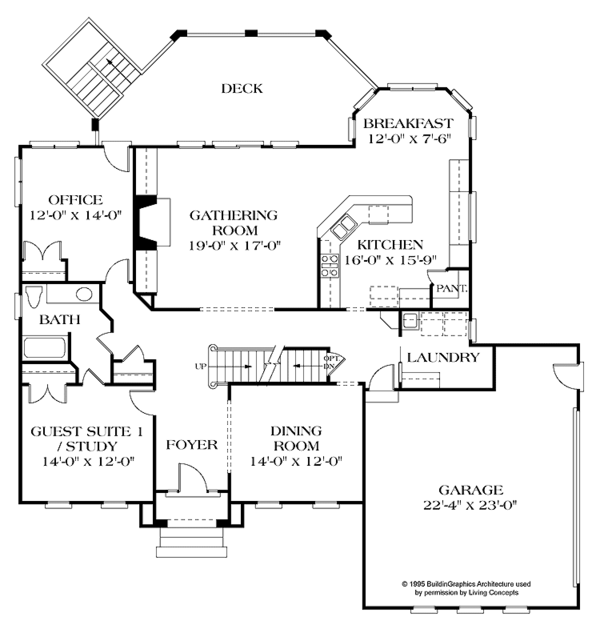 Home Plan - Colonial Floor Plan - Main Floor Plan #453-173