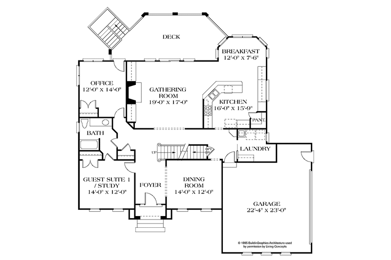 Home Plan - Floor Plan - Main Floor for Colonial House Plan #453-173 - 4 bed, 4 bath
