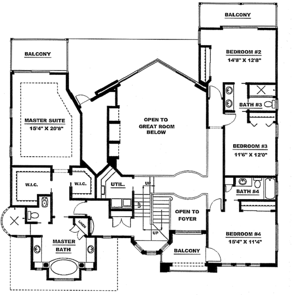 House Design - Mediterranean Floor Plan - Upper Floor Plan #1017-151
