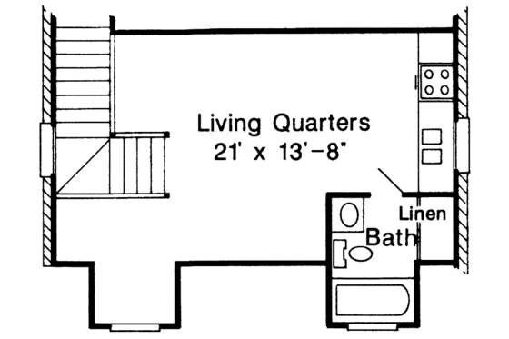 Floor Plan - Upper Floor House Plan #410-3574 - 1 bed, 1 bath