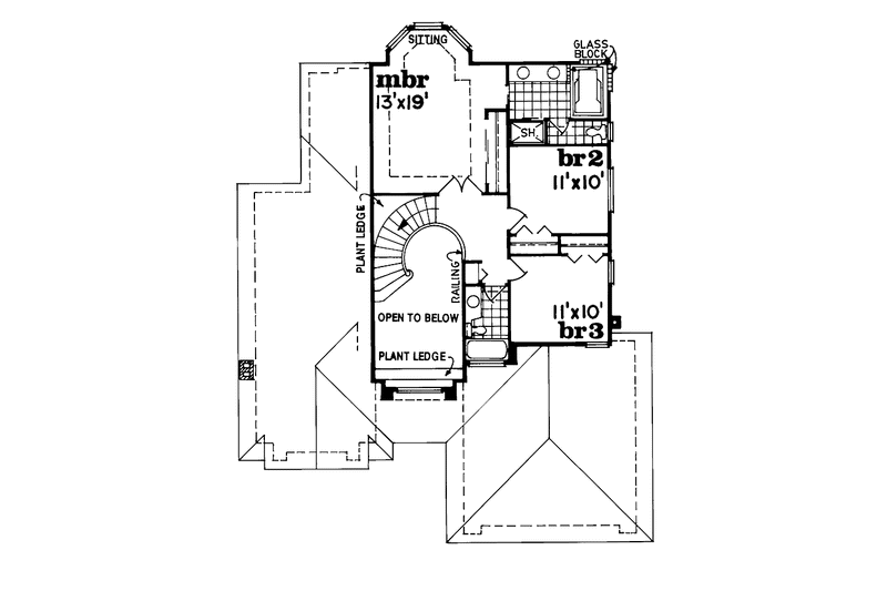 House Blueprint - Floor Plan - Upper Floor for Mediterranean House Plan #47-836 - 3 bed, 3 bath