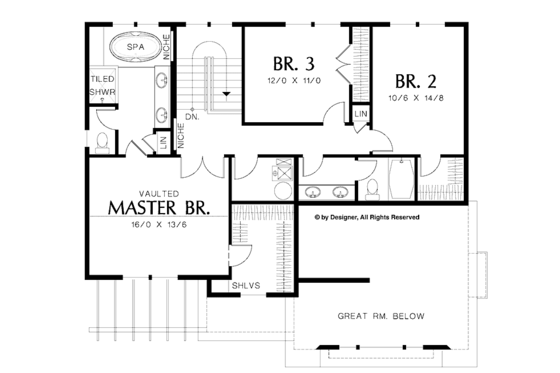Floor Plan - Upper Floor for Craftsman House Plan #48-873 - 4 bed, 2.5 bath