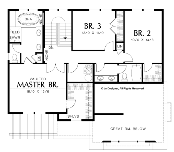 Home Plan - Craftsman Floor Plan - Upper Floor Plan #48-873