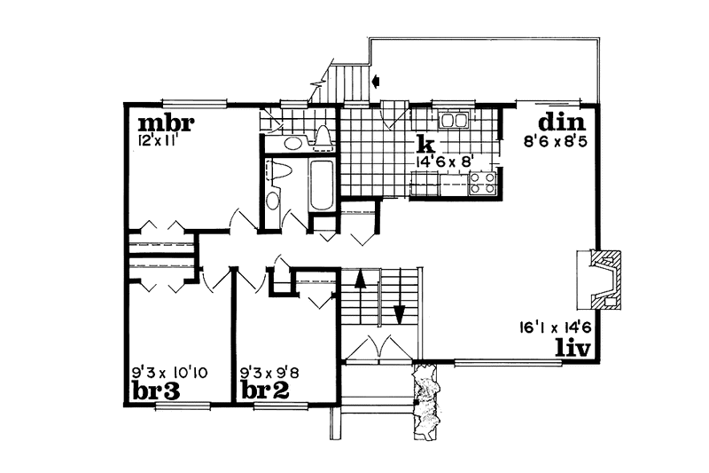 Dream House Plan - Floor Plan - Main Floor for Contemporary House Plan #47-954 - 3 bed, 1 bath