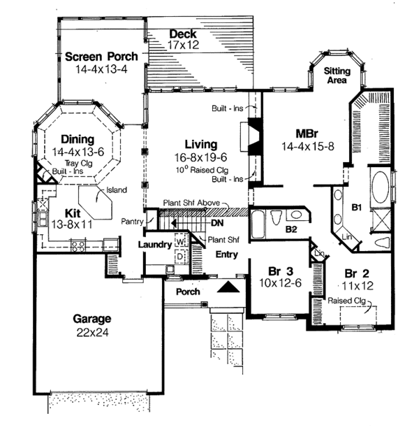 House Blueprint - Ranch Floor Plan - Main Floor Plan #334-125