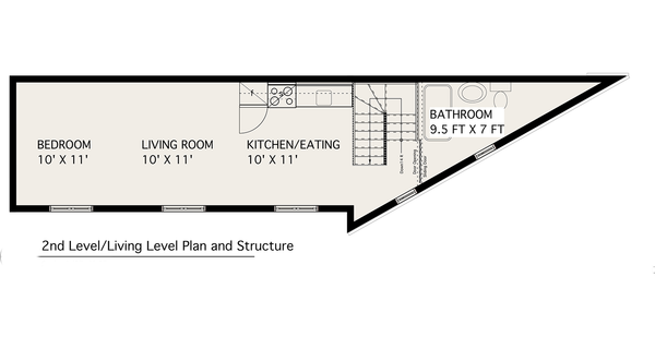 Modern design, 2 story studio plan, loft design, upper floor plan
