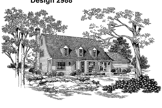 Exterior - Rear Elevation for Colonial House Plan #72-813 - 3 bed, 3 bath