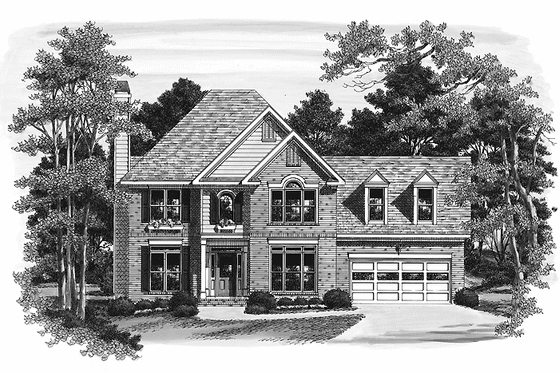 Exterior - Front Elevation 3 for Colonial House Plan #927-384 - 3 bed, 2.5 bath