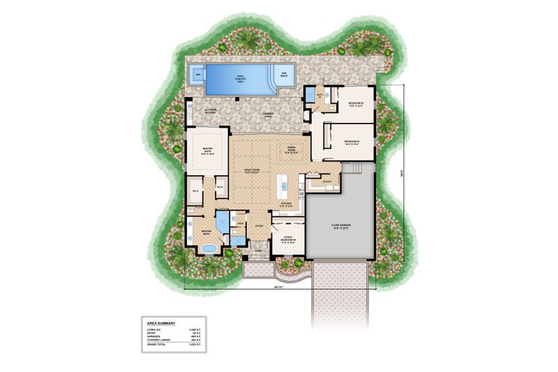 House Blueprint - Floor Plan - Main Floor for Contemporary House Plan #1083-10 - 4 bed, 3 bath