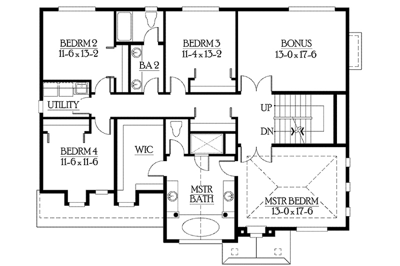 Dream House Plan - Floor Plan - Upper Floor for Craftsman House Plan #132-433 - 4 bed, 3.5 bath