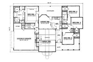 Floor Plan - Main Floor for Contemporary House Plan #42-132 - 4 bed, 2 bath