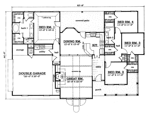 Contemporary Floor Plan - Main Floor Plan #42-132