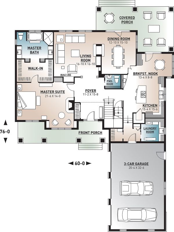 House Blueprint - Farmhouse Floor Plan - Main Floor Plan #23-2693