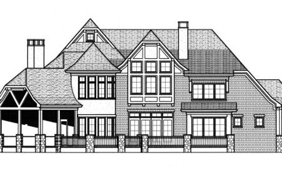 Exterior - Rear Elevation for Tudor House Plan #413-837 - 4 bed, 4.5 bath