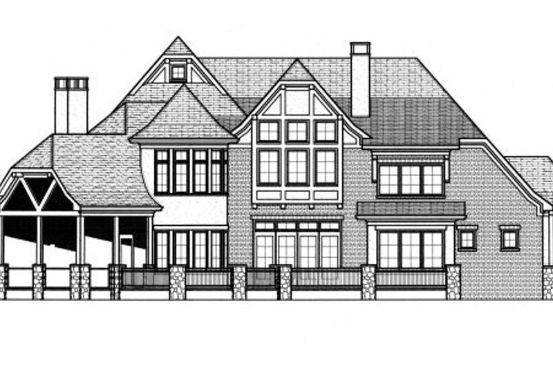 Home Plan - Exterior - Rear Elevation for Tudor House Plan #413-837 - 4 bed, 4.5 bath