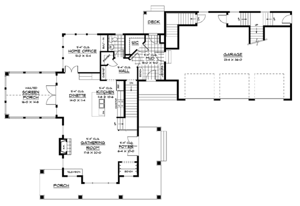 Architectural House Design - Traditional Floor Plan - Main Floor Plan #51-654
