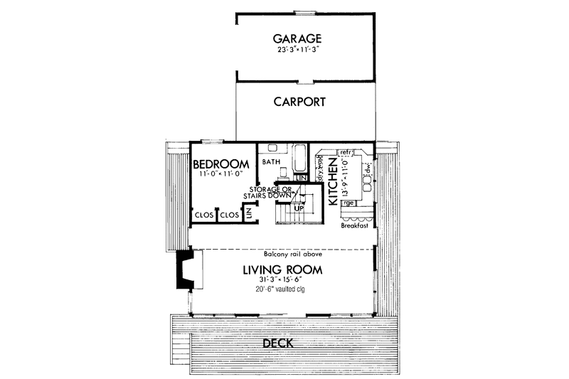 Home Plan - Floor Plan - Main Floor for Contemporary House Plan #320-810 - 3 bed, 2 bath