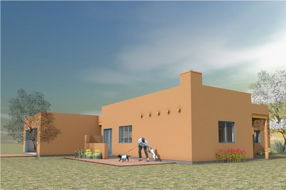 Exterior - Other Elevation for Adobe / Southwestern House Plan #450-9 - 3 bed, 2 bath