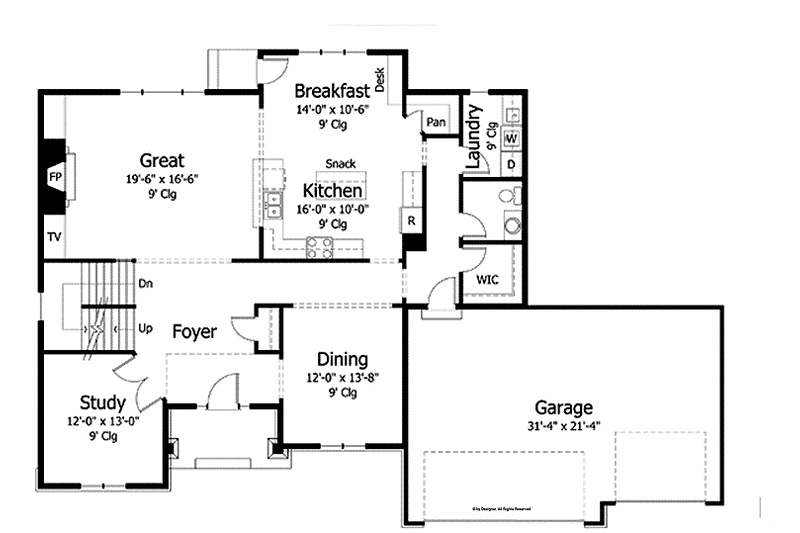 Home Plan - Floor Plan - Main Floor for Colonial House Plan #51-1007 - 4 bed, 2.5 bath