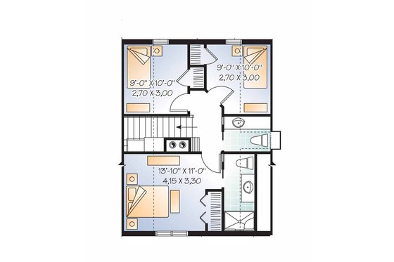 Floor Plan - Upper Floor for European House Plan #23-2486 - 3 bed, 2.5 bath