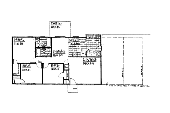 Floor Plan - Main Floor for Contemporary House Plan #30-250 - 3 bed, 2 bath
