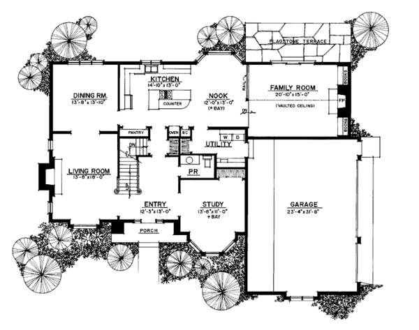 House Plan Design - Adobe / Southwestern Floor Plan - Main Floor Plan #1016-61